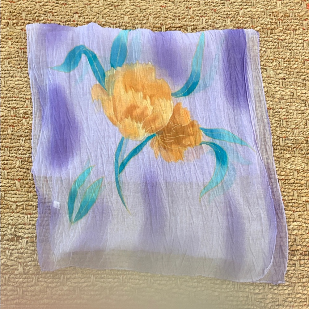 Floral Scarf with Yellow Floral Design
